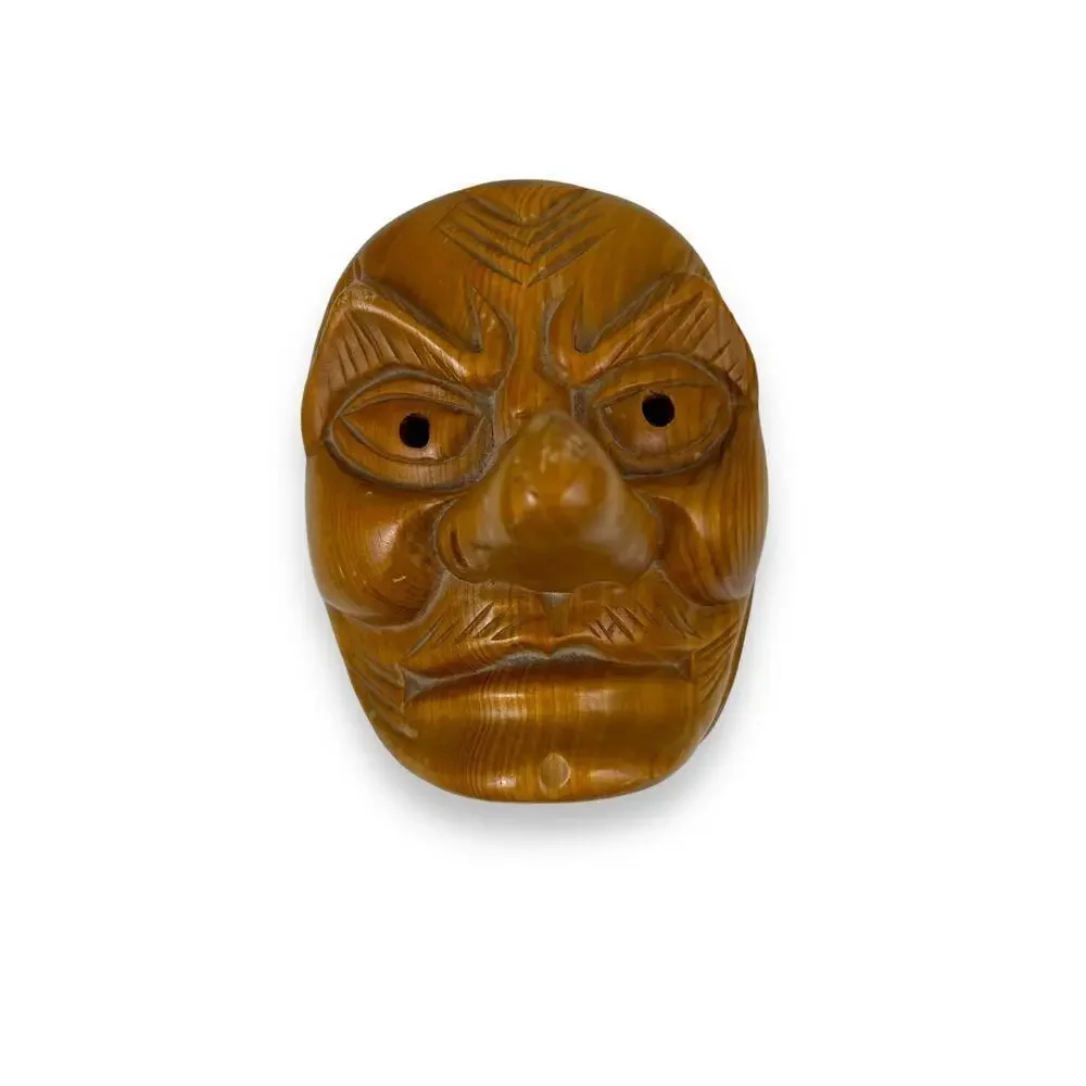 Vintage 1979 Hand Carved Wooden Ugly Face Trinket Box